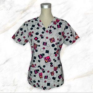 Dickies | Love / Hope Breast Cancer Awareness Pattern Gray Scrub Top